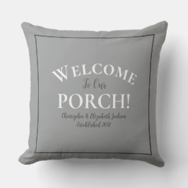 Cojín De Exterior Bienvenido Personalizado de Porch Trendy Gray Blac