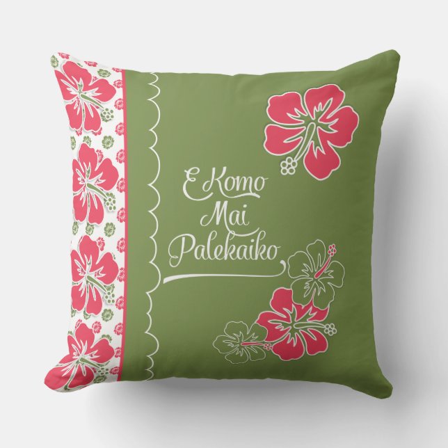 Cojín De Exterior Bienvenidos al Paraíso de Hibiscus Hawai (Anverso)