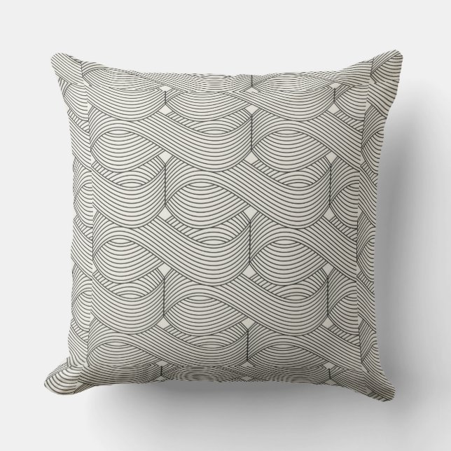 Cojín De Exterior Black and White Geometric Throw Pillow (Anverso)