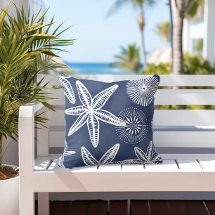 Cojín De Exterior Blanco azul Starfish
