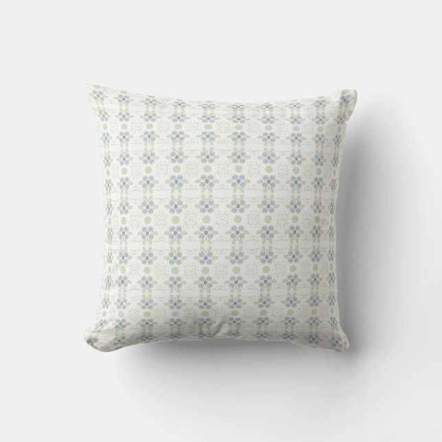 Cojín De Exterior Blanco Con Impresión Floral Azul (Anverso)
