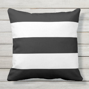 Cojín De Exterior BLANCO en franjas elegantes y elegantes NEGRO