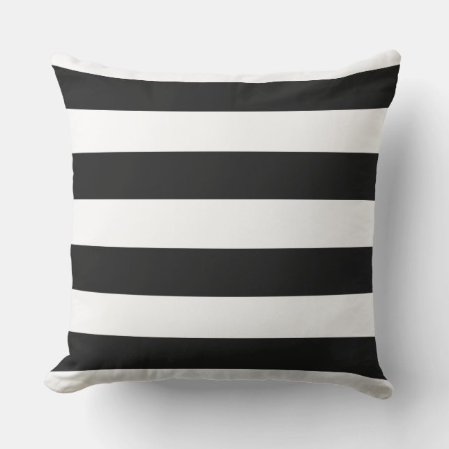 Cojín De Exterior BLANCO en NEGRO Elegante elegante franjas modernas (Anverso)
