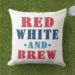 Cojín De Exterior Blanco Rojo y Brew Cuarto de Julio