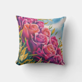 Cojín De Exterior Bloom etéreo: Sinfonía Rosa de acuarela abstracta