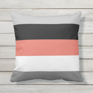 Cojín De Exterior Bloque de Color Coral Rosa Gris Negro