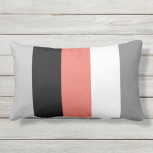 Cojín De Exterior Bloque de color moderno coral rosa gris negro al a