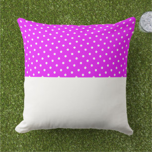 Cojín De Exterior Bloque de color rosa trópico blanco con puntos de 