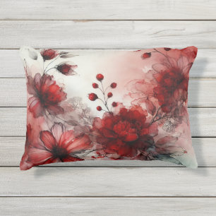 Cojín De Exterior Blossoms Rojos Elegantes: Un diseño abstracto sere