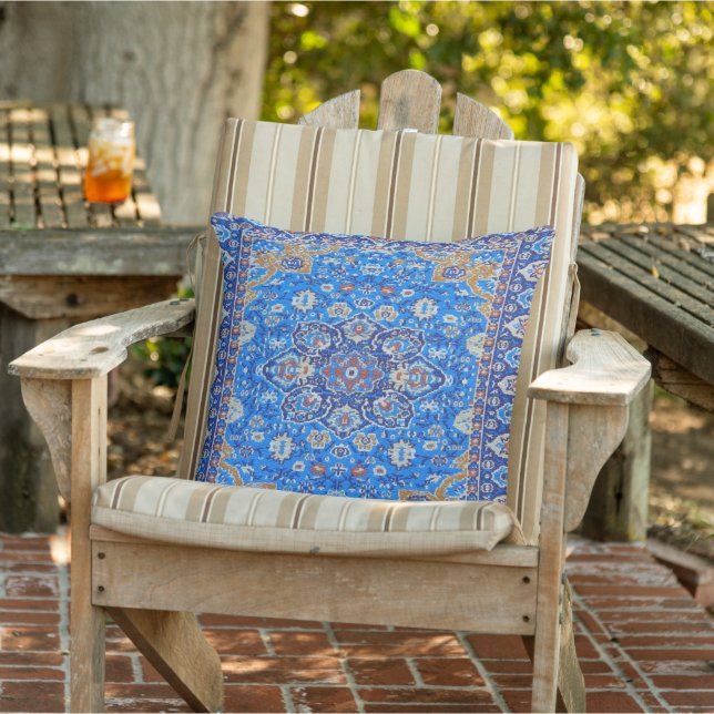 Cojín De Exterior Blue Geometric Persian Turkish Kilim Patio (Silla)