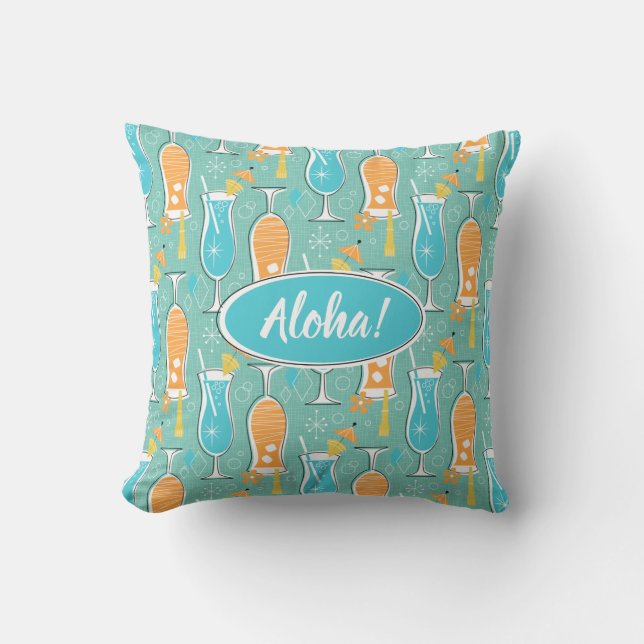 Cojín De Exterior Blue Hawaii and Tropical Itch - Bg Turquoise (Anverso)