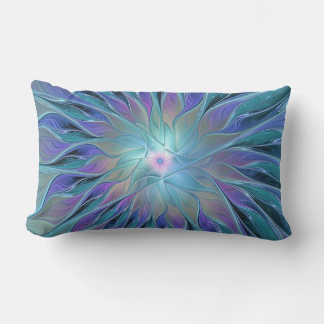 Cojín De Exterior Blue Purple Flower Dream Resumen arte fractal (Anverso)