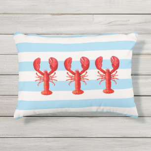 Cojín De Exterior Blue white stripes red lobsters