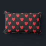 Cojín De Exterior Bodas El día de San Valentín del patrón del corazó<br><div class="desc">Diseñado con lindos patrones de corazón de doodle rojo en un fondo negro sólido. Puede cambiar a cualquier color de fondo como desee.</div>