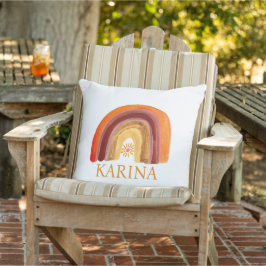 Cojín De Exterior Boho Arcoíris Bohemio Sol Naranja Guardería Bebé L