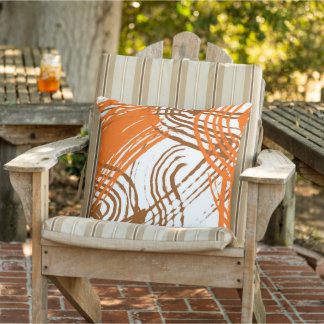 Cojín De Exterior Boho Brown, Naranja Resumen Diseño