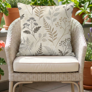 Cojín De Exterior Boho Woodland Botánico Beige Neutro