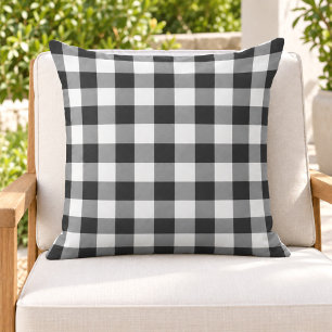 Cojín De Exterior Bold Negro Blanco Gingham Cuadros Check