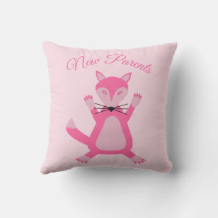 Cojín De Exterior Bonito Bebé Rosa Fox Personalizado Nuevos Padres