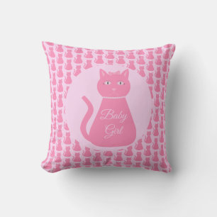 Cojín De Exterior Bonito Niña Rosa Personalizado Gato