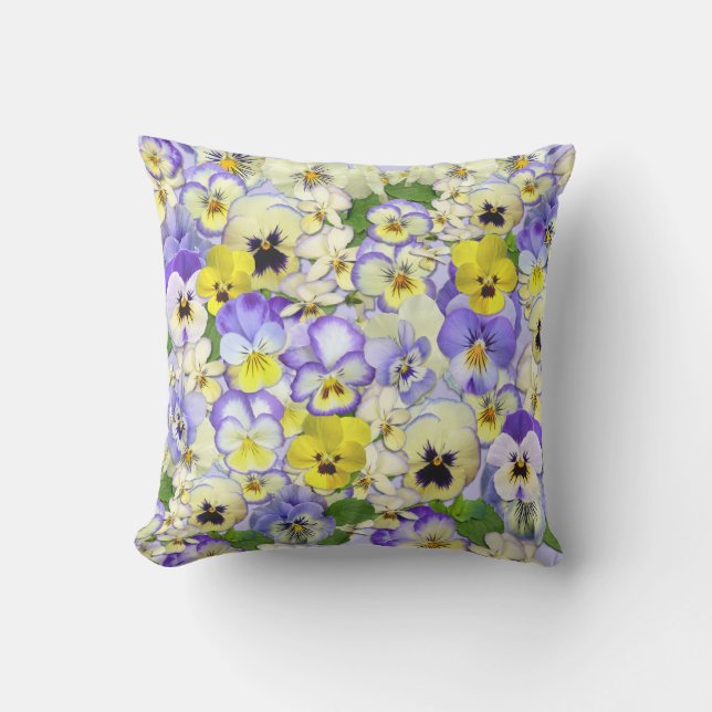 Cojín De Exterior Bonito Pastel Pansies Lumbar Pillow (Anverso)