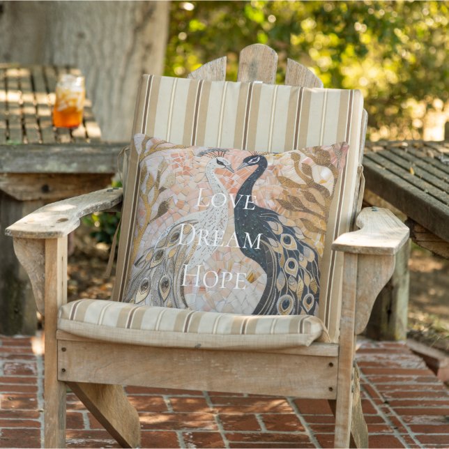 Cojín De Exterior Bonito Peacock Pink Gold Love Dream Hope (Silla)