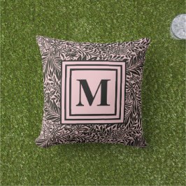 Cojín De Exterior Botánica de Moda rosada y negra monogramada