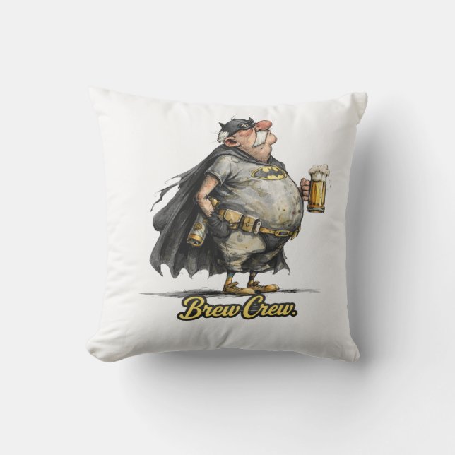 Cojín De Exterior Brew Crew Beer Superhero Funny Tee (Anverso)