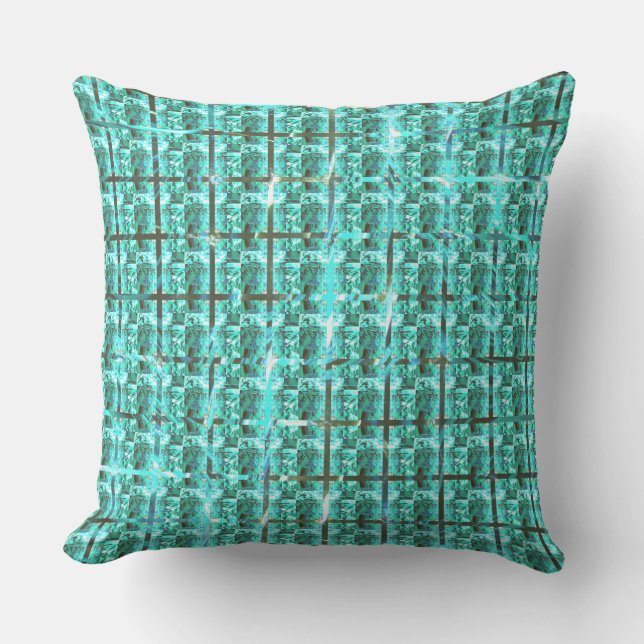 Cojín De Exterior ¿Brillante azul claro, cuadrados o imagen dentro d (Anverso)