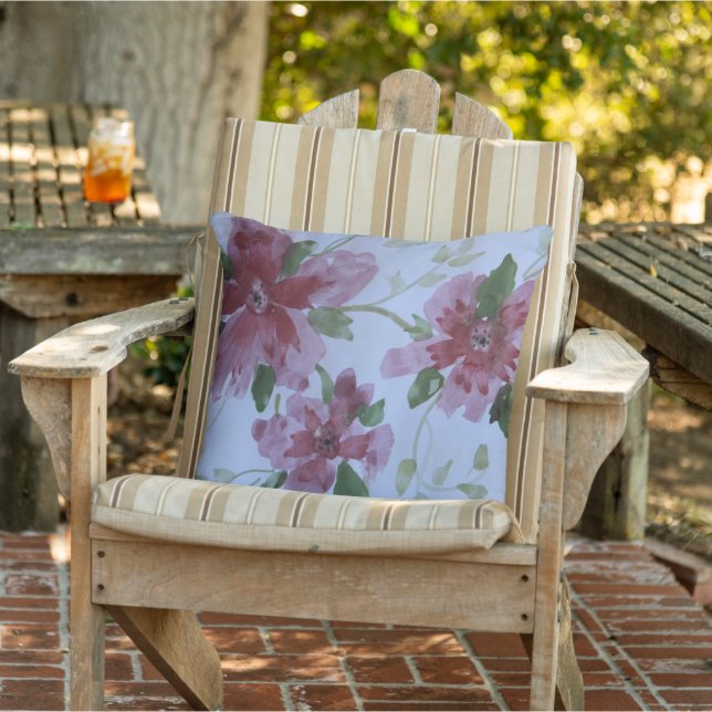 Cojín De Exterior Burgundy rosa y verde oscuro (Silla)
