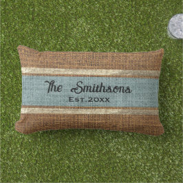Cojín De Exterior Burlap Rústico Marrón Masaje Verde Personalizado N