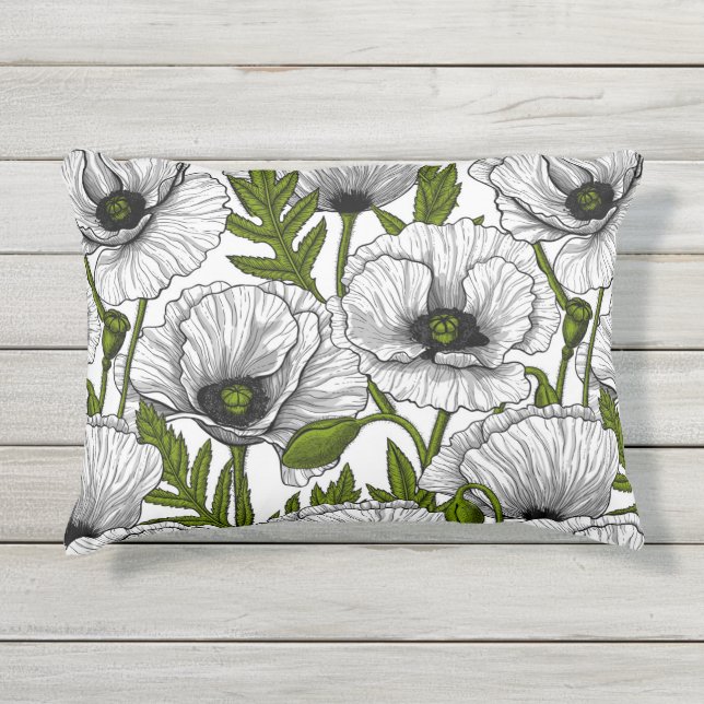 Cojín De Exterior Cachorros blancos sobre blanco (Anverso)