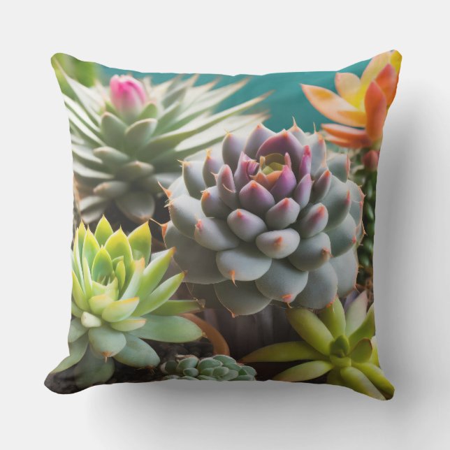 Cojín De Exterior Cacti y grupos de suculentos (Anverso)