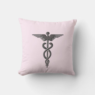 Cojín De Exterior Caduceo médico rosa