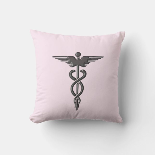 Cojín De Exterior Caduceo médico rosa (Anverso)