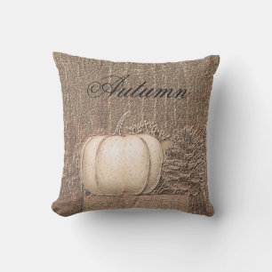 Cojín De Exterior Calabaza Oro Blanco Metálico Elegante País Otoñ