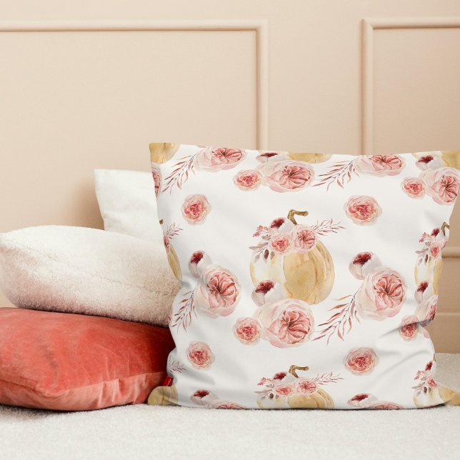 Cojín De Exterior Calabaza y flores acuáticas de moda | Otoño otoño (Subido por el creador)