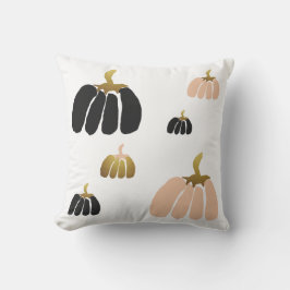 Cojín De Exterior Calabazas Estilizadas en Negro, Rosado, Blanco y D