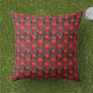 Cojín De Exterior Calaveras rojas y diseño de la serie girasol 1 