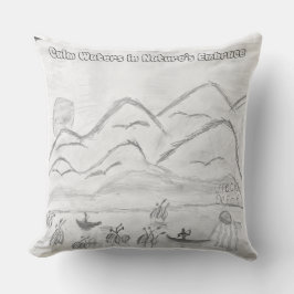 Cojín De Exterior 'Calm Waters in  Nature's Embrace' Throw Pillow