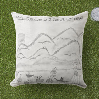 Cojín De Exterior 'Calm Waters in Nature's Embrace' Throw Pillow