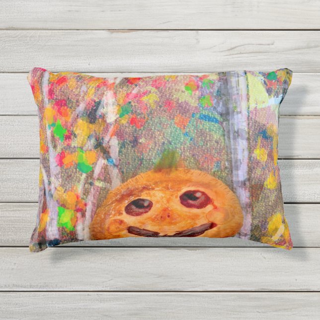 Cojín De Exterior Cara de calabaza de Halloween Feliz (Anverso)