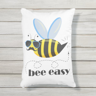 Cojín De Exterior Carácter de abeja con gafas de sol bigote Bee Fáci