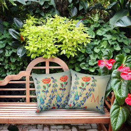 Cojín De Exterior Carnación de flores de época Tulips Monogramado