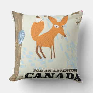 Cojín De Exterior Cartel de viaje vintage de zorro de Canadá