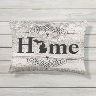 Cojín De Exterior Casa de Barnwood en Michigan Mapa de decoración de