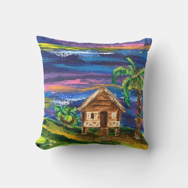 Cojín De Exterior Casa de jibaro de Puerto Rico al aire libre pillow (Anverso)