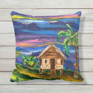 Cojín De Exterior Casa de jibaro de Puerto Rico al aire libre pillow