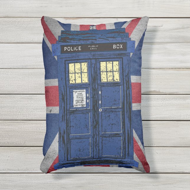 Cojín De Exterior Casilla de llamadas públicas de la policía azul -  (Frente (Vertical))