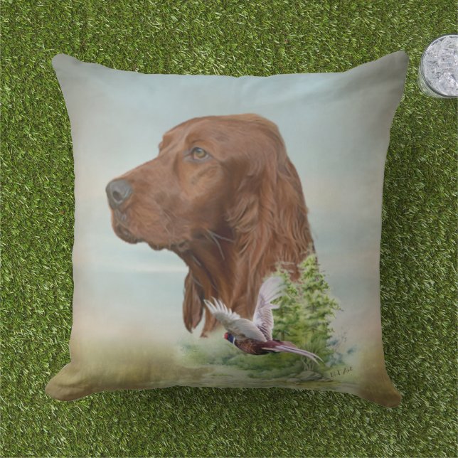 Cojín De Exterior Caza de Setter de Irlanda (Césped)